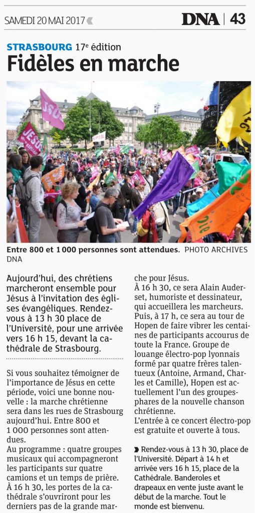 dna marche pour jesus 20 mai 2017